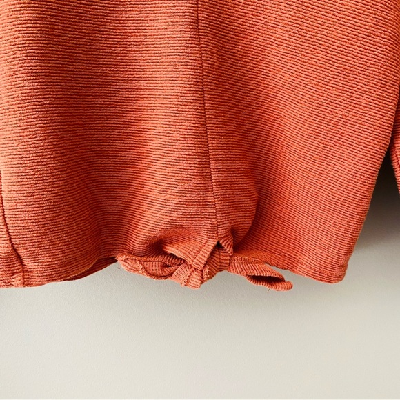 Madewell Textured Front Tie Shirt Rust Orange Sz XS - Picture 2 of 8